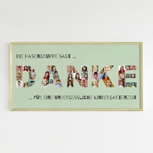 Buchstabencollage „Danke“ zum Abschied Lehrer/Lehrerin – Leinwand 50x100cm