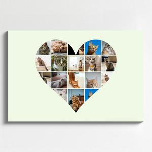 Herz-Collage mit Katzenfotos – jetzt mit deinem Namen oder Unser Liebling gestalten
