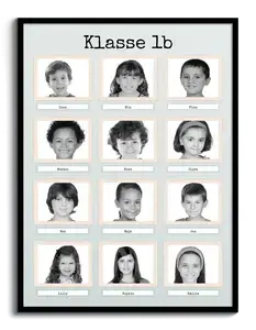 Kreiere deine eigene Retro-Schwarz-Weiß-Klassenfoto-Collage mit Namen der Kinder!