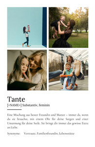 "Tante" Definition - Geschenk als Poster, Leinwand erstellen. Eigene Fotos und Text.