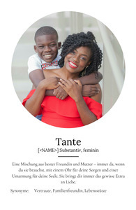 "Tante" Definition - Geschenk als Poster, Leinwand erstellen. Eigene Fotos und Text.