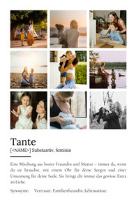 "Tante" Definition - Geschenk als Poster, Leinwand erstellen. Eigene Fotos und Text.