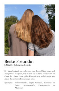 "Beste Freundin" Definition - Geschenk als Poster, Leinwand erstellen. Eigene Fotos und Text.