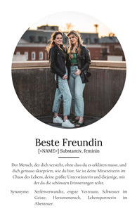 "Beste Freundin" Definition - Geschenk als Poster, Leinwand erstellen. Eigene Fotos und Text.