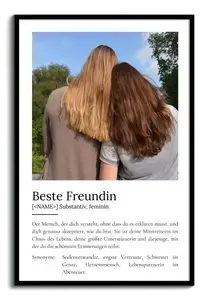 "Beste Freundin" Definition - Geschenk als Poster, Leinwand erstellen. Eigene Fotos und Text.