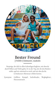 "Bester Freund" Definition - Geschenk als Poster, Leinwand erstellen. Eigene Fotos und Text.