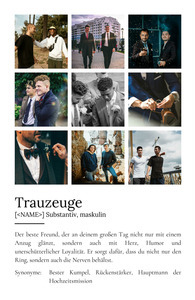 "Trauzeuge" Definition - Geschenk als Poster, Leinwand erstellen. Eigene Fotos und Text.