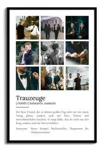 "Trauzeuge" Definition - Geschenk als Poster, Leinwand erstellen. Eigene Fotos und Text.