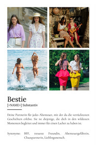 "Bestie" Definition - Geschenk als Poster, Leinwand erstellen. Eigene Fotos und Text.