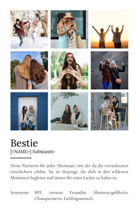 "Bestie" Definition - Geschenk als Poster, Leinwand erstellen. Eigene Fotos und Text.