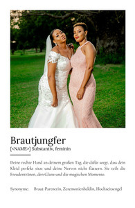"Brautjungfer" Definition - Geschenk als Poster, Leinwand erstellen. Eigene Fotos und Text.