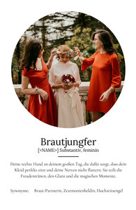 "Brautjungfer" Definition - Geschenk als Poster, Leinwand erstellen. Eigene Fotos und Text.