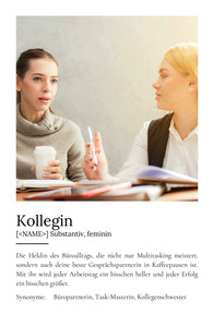 "Kollegin" Definition - Geschenk als Poster, Leinwand erstellen. Eigene Fotos und Text.