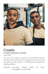 "Cousin" Definition - Geschenk als Poster, Leinwand erstellen. Eigene Fotos und Text.