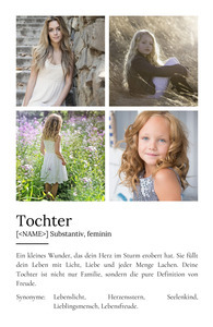 "Tochter" Definition - Geschenk als Poster, Leinwand erstellen. Eigene Fotos und Text.