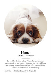 "Hund" Definition - Geschenk als Poster, Leinwand erstellen. Eigene Fotos und Text.