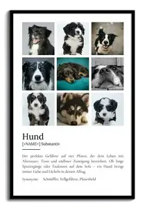 "Hund" Definition - Geschenk als Poster, Leinwand erstellen. Eigene Fotos und Text.