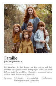 "Familie" Definition - Geschenk als Poster, Leinwand erstellen. Eigene Fotos und Text.