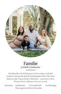 "Familie" Definition - Geschenk als Poster, Leinwand erstellen. Eigene Fotos und Text.