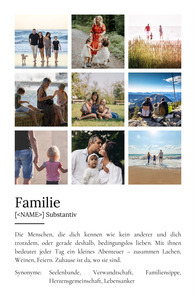 "Familie" Definition - Geschenk als Poster, Leinwand erstellen. Eigene Fotos und Text.