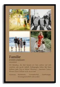 "Familie" Definition - Geschenk als Poster, Leinwand erstellen. Eigene Fotos und Text.