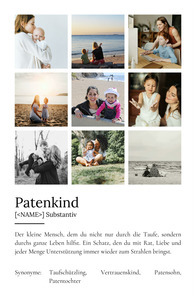 "Patenkind" Definition - Geschenk als Poster, Leinwand erstellen. Eigene Fotos und Text.