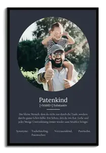 "Patenkind" Definition - Geschenk als Poster, Leinwand erstellen. Eigene Fotos und Text.