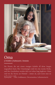 "Oma" Definition - Geschenk als Poster, Leinwand erstellen. Eigene Fotos und Text.
