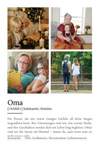 "Oma" Definition - Geschenk als Poster, Leinwand erstellen. Eigene Fotos und Text.