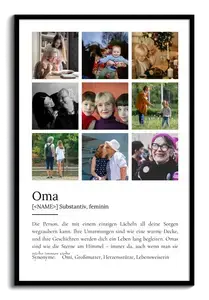 "Oma" Definition - Geschenk als Poster, Leinwand erstellen. Eigene Fotos und Text.