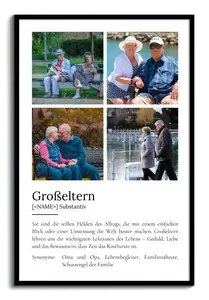 "Großeltern" Definition - Geschenk als Poster, Leinwand erstellen. Eigene Fotos und Text.