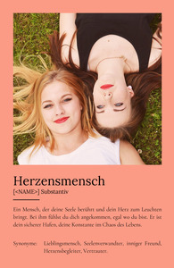 "Herzensmensch" Definition - Geschenk als Poster, Leinwand erstellen. Eigene Fotos und Text.