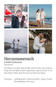 "Herzensmensch" Definition - Geschenk als Poster, Leinwand erstellen. Eigene Fotos und Text.