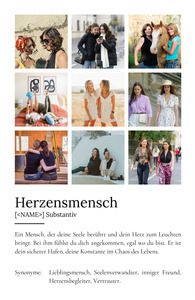 "Herzensmensch" Definition - Geschenk als Poster, Leinwand erstellen. Eigene Fotos und Text.