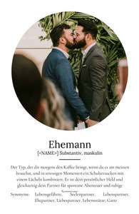 "Ehemann" Definition - Geschenk als Poster, Leinwand erstellen. Eigene Fotos und Text.