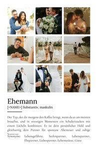 "Ehemann" Definition - Geschenk als Poster, Leinwand erstellen. Eigene Fotos und Text.