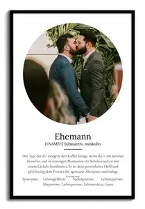"Ehemann" Definition - Geschenk als Poster, Leinwand erstellen. Eigene Fotos und Text.