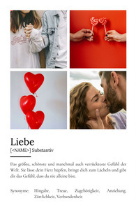 "Liebe" Definition - Geschenk als Poster, Leinwand erstellen. Eigene Fotos und Text.