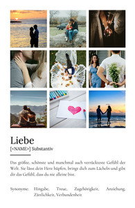 "Liebe" Definition - Geschenk als Poster, Leinwand erstellen. Eigene Fotos und Text.
