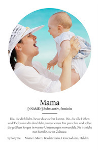 "Mama" Definition - Geschenk als Poster, Leinwand erstellen. Eigene Fotos und Text.