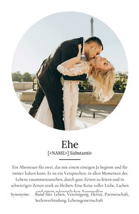 "Ehe" Definition - Geschenk als Poster, Leinwand erstellen. Eigene Fotos und Text.