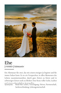 "Ehe" Definition - Geschenk als Poster, Leinwand erstellen. Eigene Fotos und Text.
