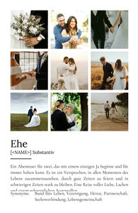"Ehe" Definition - Geschenk als Poster, Leinwand erstellen. Eigene Fotos und Text.