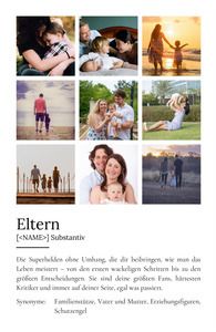 "Eltern" Definition - Geschenk als Poster, Leinwand erstellen. Eigene Fotos und Text.