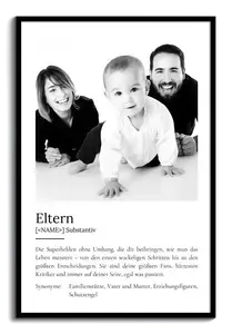 "Eltern" Definition - Geschenk als Poster, Leinwand erstellen. Eigene Fotos und Text.