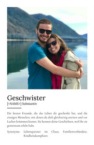 "Geschwister" Definition - Geschenk als Poster, Leinwand erstellen. Eigene Fotos und Text.