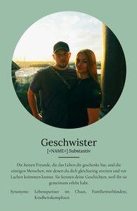 "Geschwister" Definition - Geschenk als Poster, Leinwand erstellen. Eigene Fotos und Text.