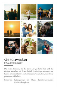"Geschwister" Definition - Geschenk als Poster, Leinwand erstellen. Eigene Fotos und Text.