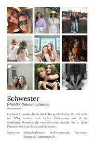 "Schwester" Definition - Geschenk als Poster, Leinwand erstellen. Eigene Fotos und Text.