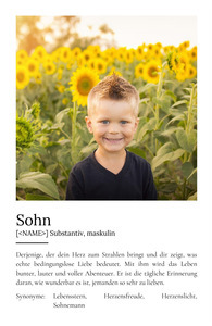 "Sohn" Definition - Geschenk als Poster, Leinwand erstellen. Eigene Fotos und Text.